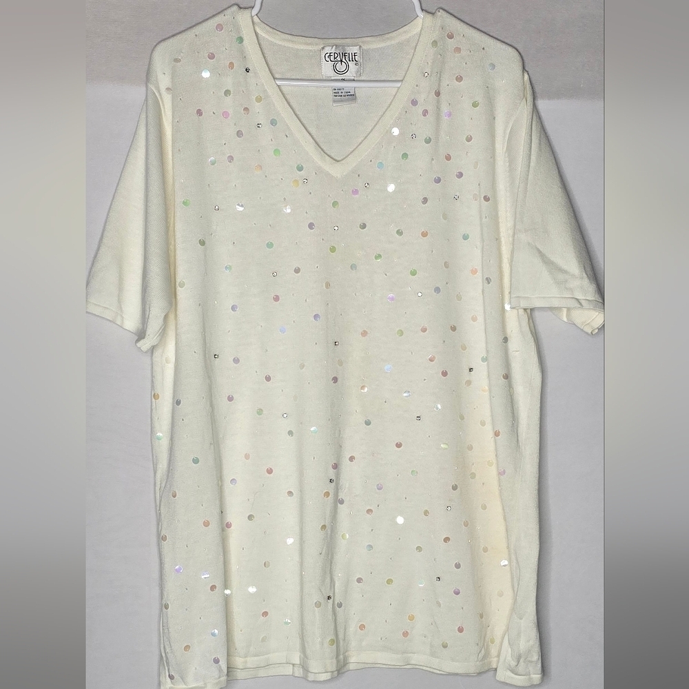 Vintage Beaded Cervelle Top Size 1x